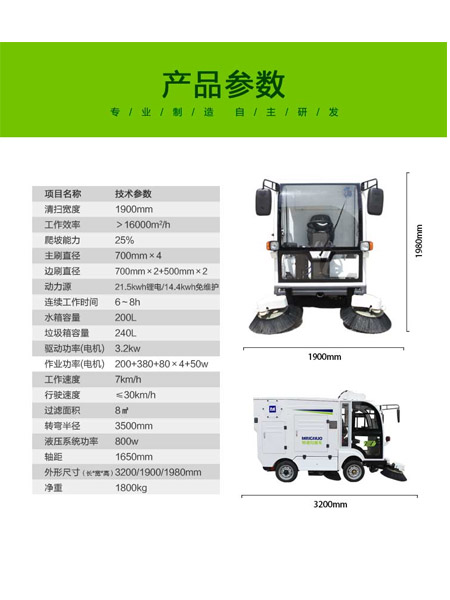 四轮扫路车MN-S1800配备240L标准灵武垃圾桶